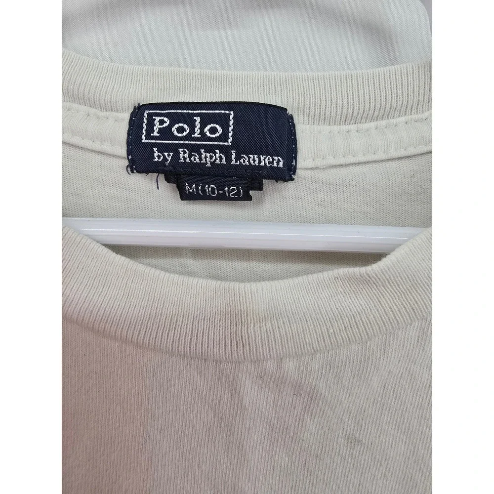 Polo Ralph Lauren Mens Cream Off White Short Sleeve Pony Logo T-Shirt M 10-12